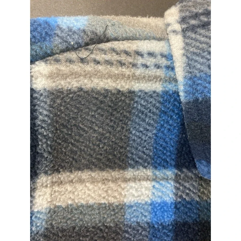 Eddie Bauer Sherpa-Lined Fleece Youth Sz 14/16 Blue Plaid Snap-Up Shacket